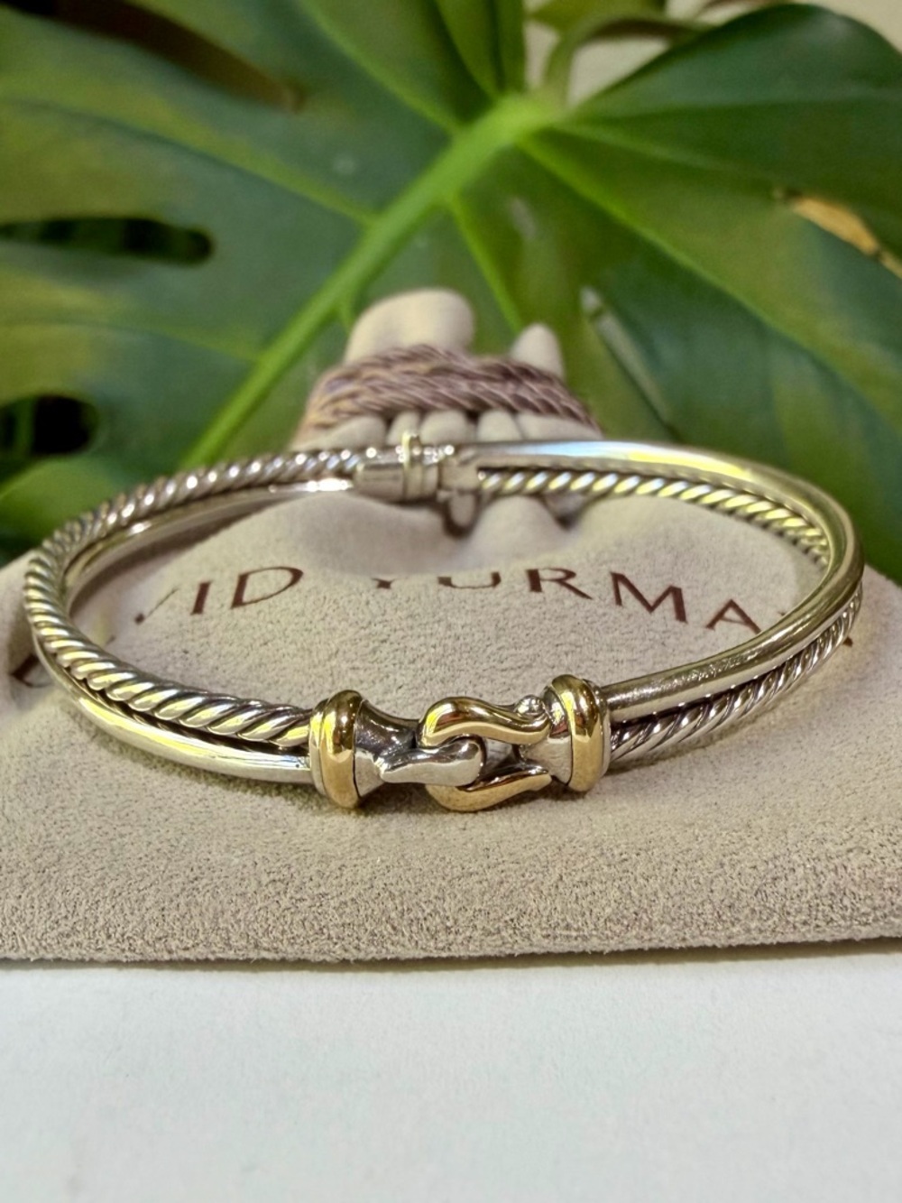 ❤️ David Yurman Two-row Buckle Bracelet with 18K